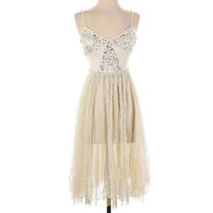 Free People Cream and White Midi Dress